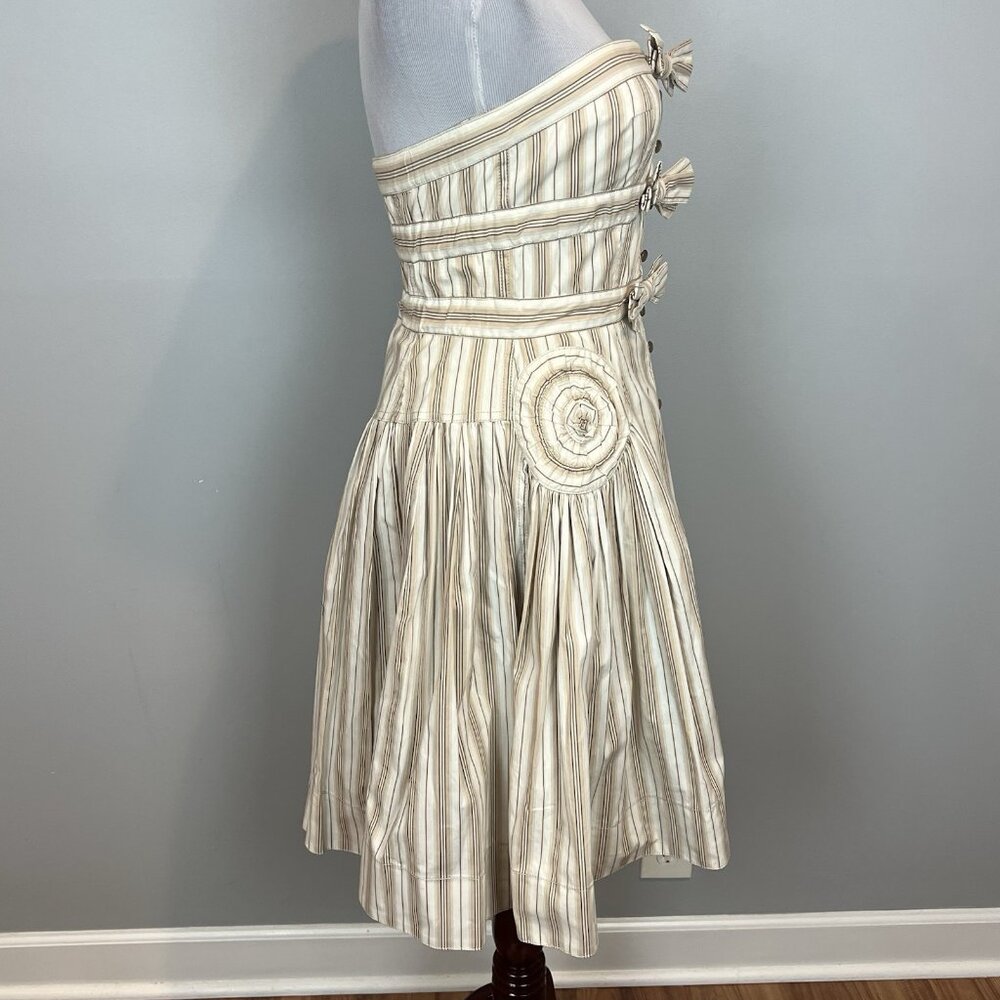 Byron Lars Beauty Mark Dress Size 6 Striped Sweetheart Neckline Strapless - Picture 3 of 11